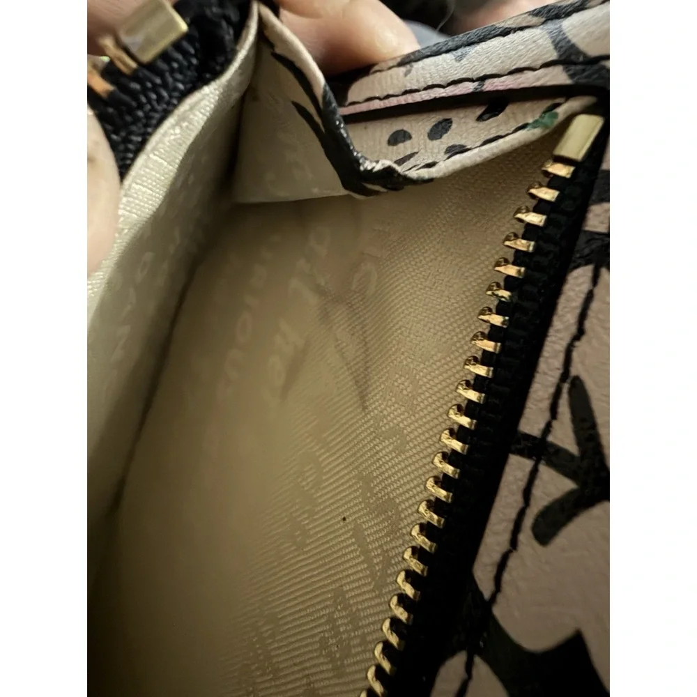 Kate‎ Spade Black & Cream Floral Saffiano Leather Continental Wallet